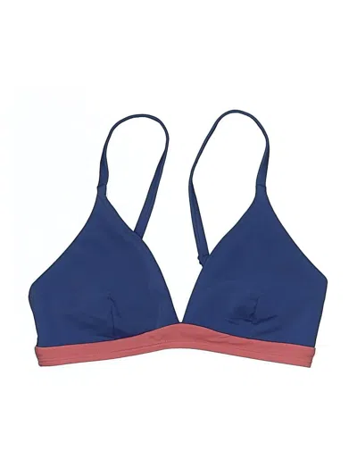 Pre-owned Boden Swimsuit Top Blue Color Block Pattern Swimwear