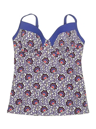 Pre-owned Boden Swimsuit Top Blue Print Pattern Sweetheart Neckline Swimwear