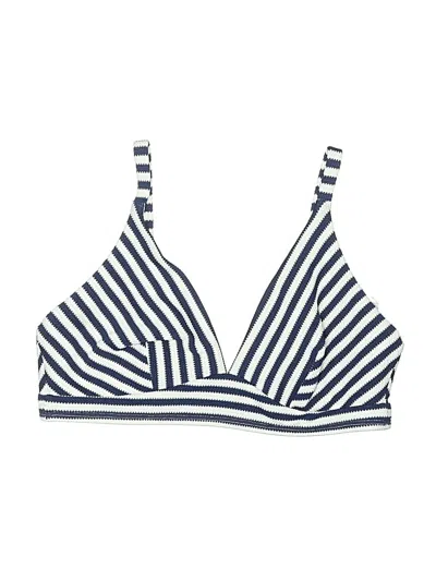 Pre-owned Boden Swimsuit Top Blue Stripes Pattern Swimwear