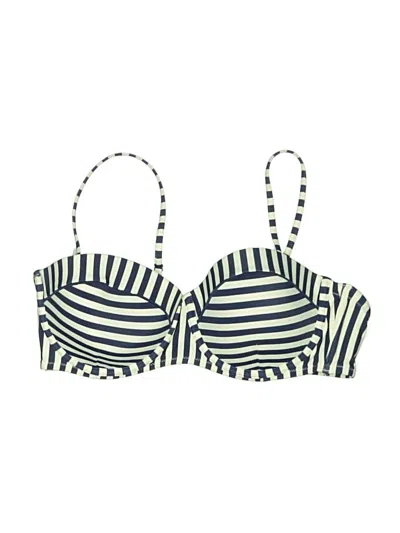 Pre-owned Boden Swimsuit Top Blue Stripes Pattern Swimwear