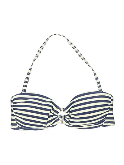 Pre-owned Boden Swimsuit Top Blue Stripes Pattern Swimwear
