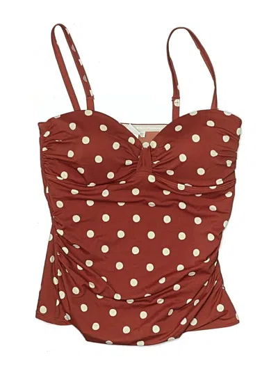 Pre-owned Boden Swimsuit Top Burgundy Polka Dots Pattern Swimwear