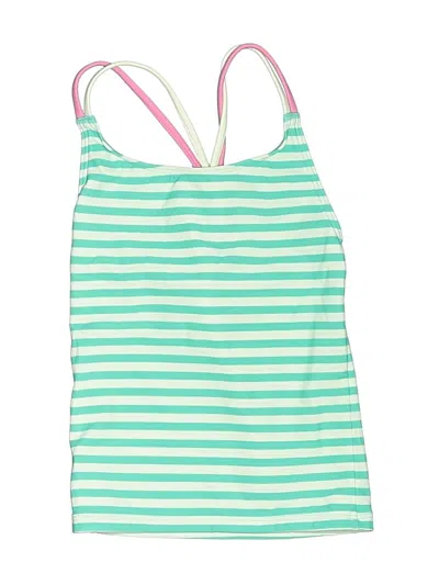 Pre-owned Boden Swimsuit Top Green Stripes Pattern Swimwear