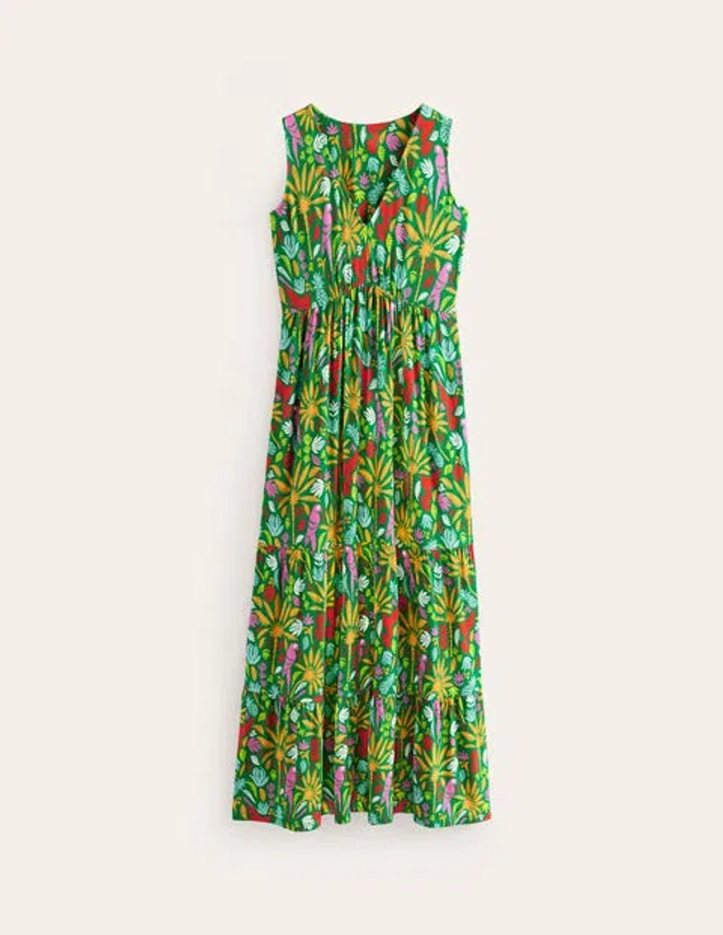 Boden Sylvia Jersey Maxi Tier Dress Green, Tropical Paradise Women |  ModeSens