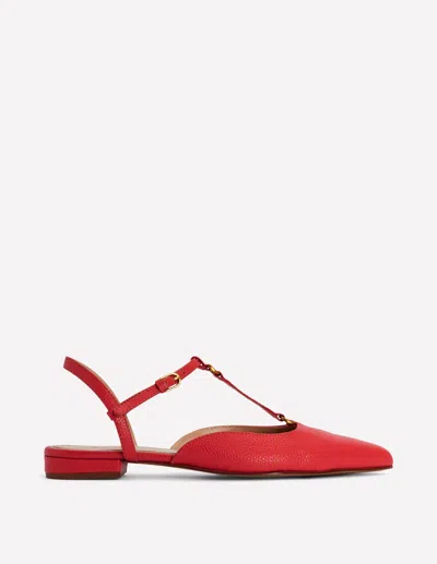Boden Flache, Spitze Schuhe Mit T-steg-briefkastenrot In Red