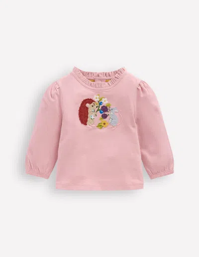 Boden Babies' T-shirt Mit Applikation-vintage-rosa Tiere Der Saison In Pink