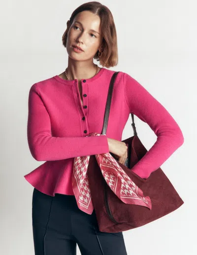 Boden Taillierte Woll-strickjacke Mit Schösschen In Rosa | Grösse 32 In Pink