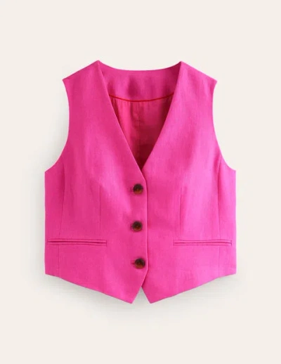 Boden Tailored Linen Waistcoat Pop Pansy Women  In Pink
