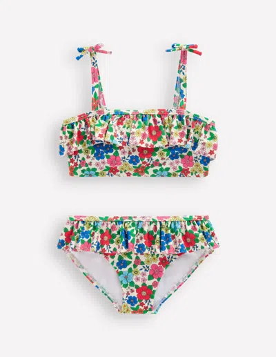 Boden Kids' Tallulah Frill Bikini Multi Holiday Flowerbed Girls