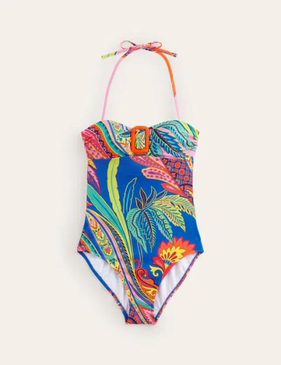 Boden Taormina Bandeau Swimsuit Multi, Painterly Paisley Women