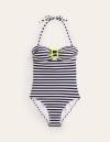 BODEN Taormina Bandeau Swimsuit Navy/Ivory Stripe Women Boden