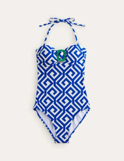 Boden Taormina Bandeau Swimsuit Surf The Web, Maze Women  In Blue