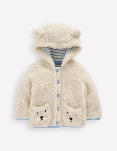 Boden Babies' Teddyfell-fleecejacke Für Mädchen-haferbeige Bären In White