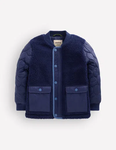 Boden Kids' Teddyfell-bomberjacke In Blau | Grösse 164 In Blue