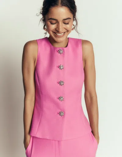 Boden Texturierte Weste Mit Schösschen In Rosa | Grösse 48 In Pink