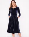 Boden Thea Velvet Jersey Midi Dressnavy Women  In Navy