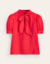 BODEN TIE FRONT OCCASION TOP FLAME SCARLET WOMEN BODEN