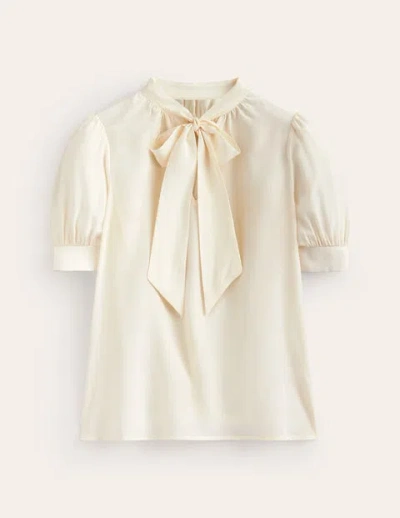 Boden Tie Front Occasion Top Ivory Women