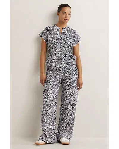 Boden Tie-waist Linen-blend Jumpsuit In Gray