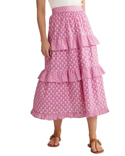 Boden Tie Waist Tiered Maxi Skirt In Plum Blossom, Daisy Pome