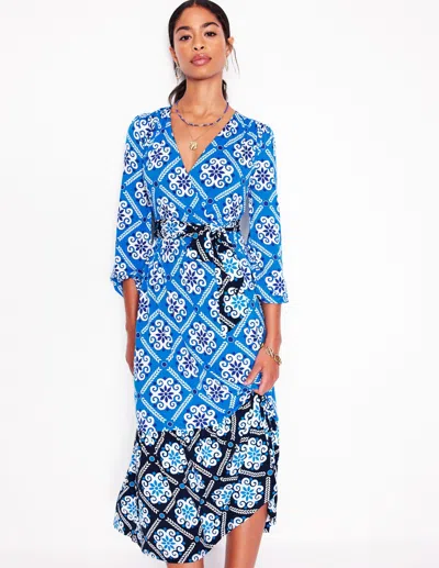 Boden Tie Wrap Tier Maxi Dresscerulean Blue, Baroque Tile Women  In Cerulean Blue/ Baroque Tile