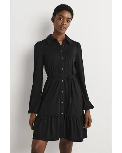 Boden Tiered Jersey Mini Shirtdress In Black