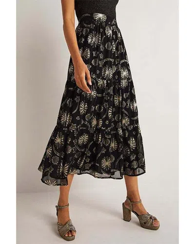 Boden Tiered Midi Skirt In Black