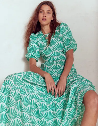 Boden Tiered Poplin Maxi Dressaquamarine Blue, Deco Palm Women