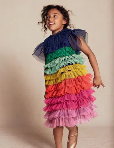 Boden Kids' Tiered Tulle Dress Rainbow Multi