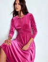 Boden Tilda Velvet Midi Dress Vibrant Pink  In Pink