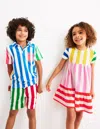 Boden Towelling Polo Shirt Hotchpotch Stripe Boys  In Multi