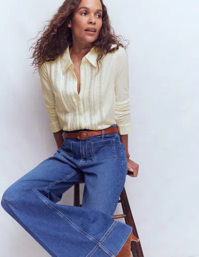 Boden Trim Detail Jersey Shirt Ivory  In Neutral