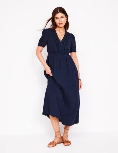 Boden Trim Double Cloth Dressnavy Women  In Blue