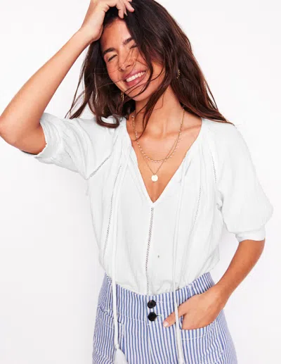 Boden Trim Insert Double Cloth Topwhite Women  In White