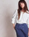 Boden Trim Interest Double Cloth Top-white Female  In White