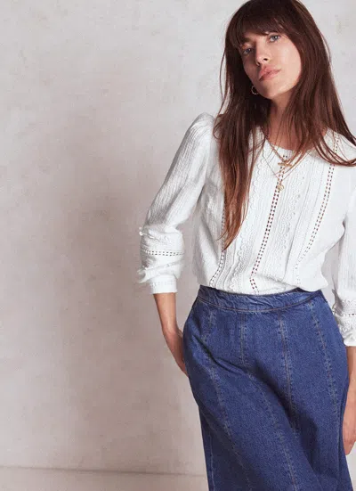 Boden Trim Interest Double Cloth Top White Women