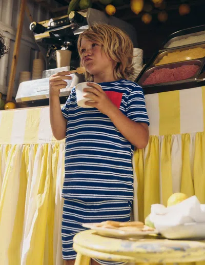 Boden Kids' T-shirt Aus Frottee In Blau | Grösse 164 In Blue