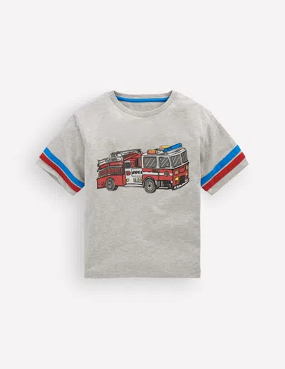 Boden Kids' T-shirt Mit Color Blocking Und Grafik In Grau | Grösse 140 In Gray