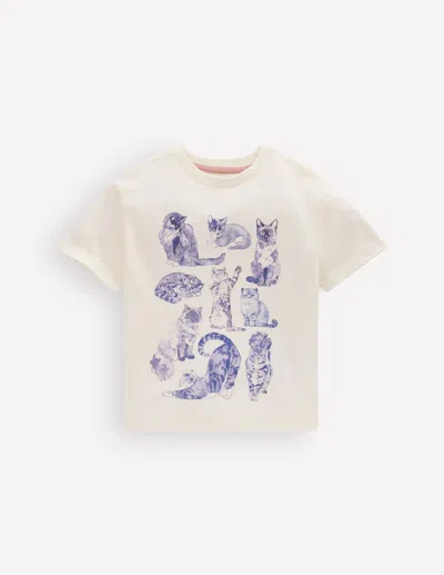 Boden Kids' T-shirt Mit Druck In Weiss | Grösse 98 In Multi