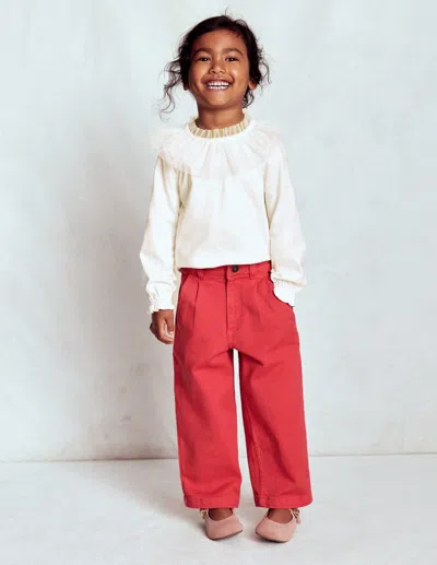 Boden Kids' Tulle Jersey Top Soft Ivory  In White