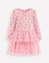 Boden Tulle Mix Dress Vintage Pink Ditsy Floral  In Pink