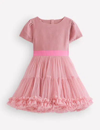 Boden Kids' Tüllkleid Mit Velours Für Besondere Anlässe-vintage In Rosa | Grösse 98 In Pink