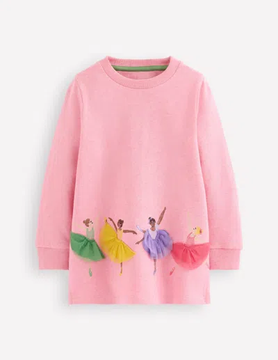 Boden Kids' Tunika Mit Applikation-rosa Ballerinas In Pink