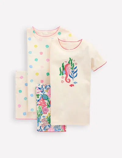 Boden Kids' Twin Pack Short Pyjamas Multi Coral Cove Girls  In Neutral