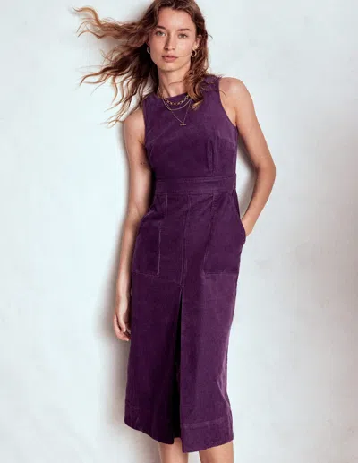 Boden Ula Box Pleat Cord Midi Dress Viola Purple