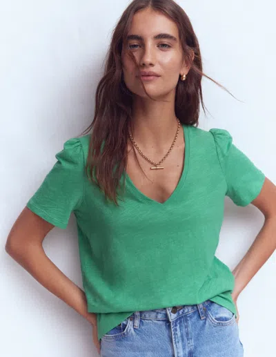 Boden V Neck Slub T Shirt Aloe Green