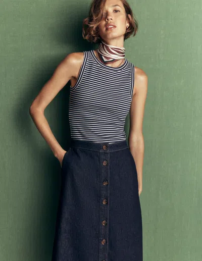 Boden Val Midi-jeansrock Mit Knöpfen In Indigo | Grösse 48 In Blue