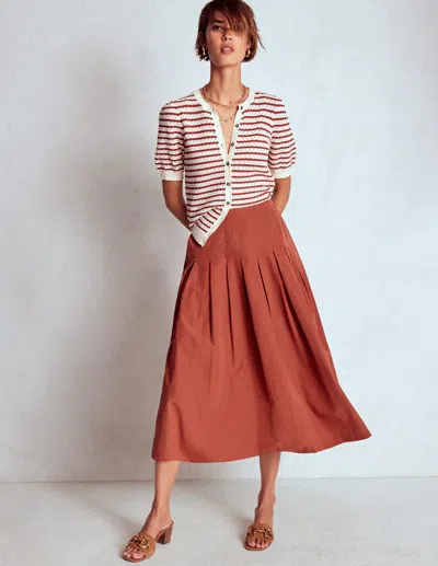 Boden Valentina Taffeta Midi Skirt Roasted Chestnut Brown