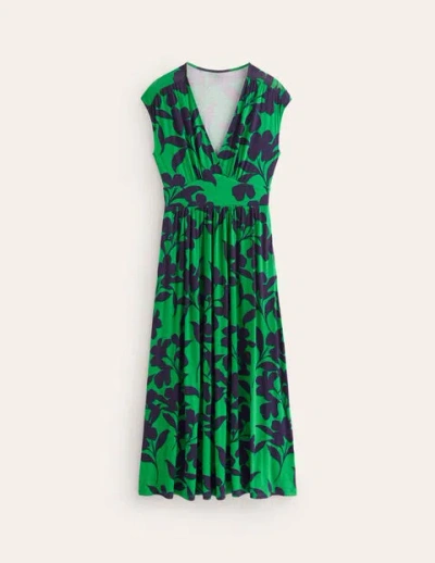 Boden Vanessa Wrap Jersey Maxi Dress Green, Silhouette Bloom Women