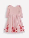Boden Velours-tüllkleid Mit Applikation-kreiderosa Pudel In Pink